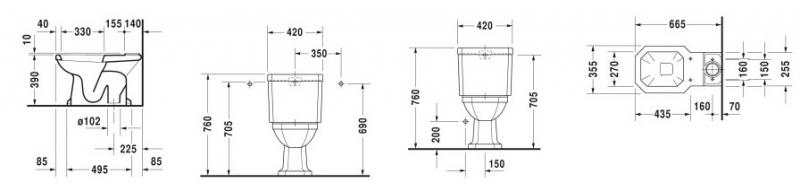 Duravit 1930 toilet uden cisterne - S-lås Duravit 1930 toilet uden cisterne - S-lås
