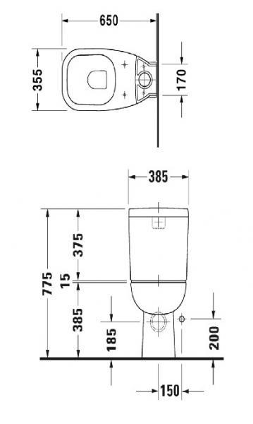 Duravit D-code toilet - Uden cisterne Duravit D-code toilet - Uden cisterne