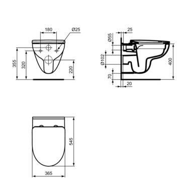 Ideal Standard i-life A væghængt toilet m/Rimless+ og sæde m. softclose og Easy LiftOff Ideal Standard i-life A væghængt toilet m/Rimless+ og sæde m. softclose og Easy LiftOff