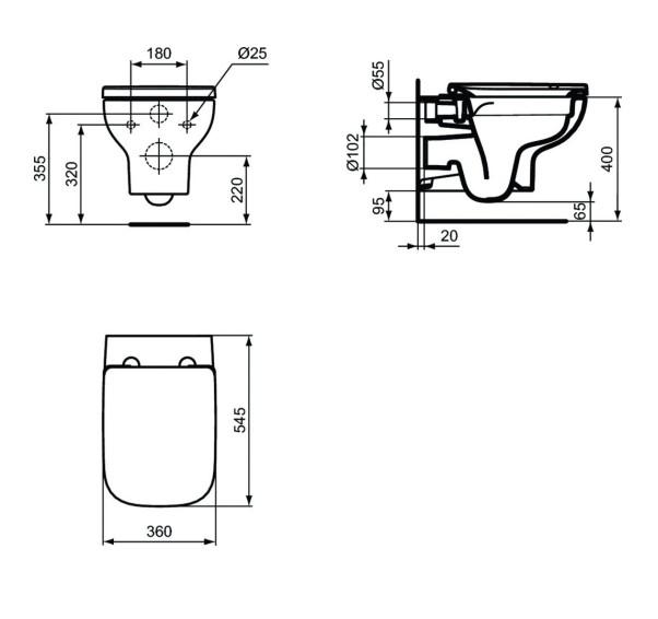 Ideal Standard i.life A væghængt toilet m/Rimless+ og sæde m. Softclose og Easy Lift off Ideal Standard i.life A væghængt toilet m/Rimless+ og sæde m. Softclose og Easy Lift off