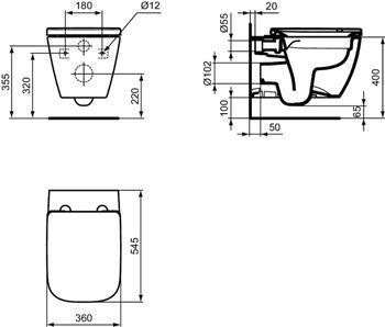 Ideal Standard I.life S væghængt toilet m/RIMless og sæde Ideal Standard I.life S væghængt toilet m/RIMless og sæde