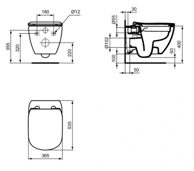 Ideal Standard Tesi Rimless+ væghængt toilet inkl/sæde m. softclose Ideal Standard Tesi Rimless+ væghængt toilet inkl/sæde m. softclose