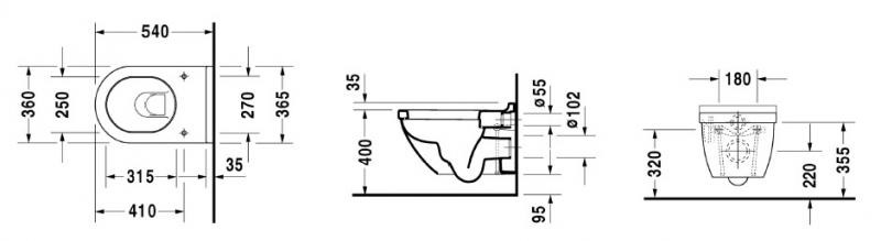 Duravit Starck 3 væghængt toilet inkl. sæde m/SoftClose Duravit Starck 3 væghængt toilet inkl. sæde m/SoftClose