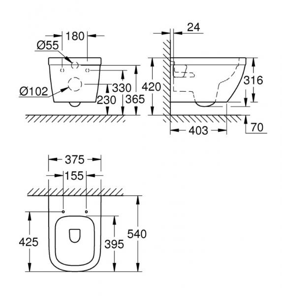 Grohe Euro væghængt toilet m/rimless Grohe Euro væghængt toilet m/rimless