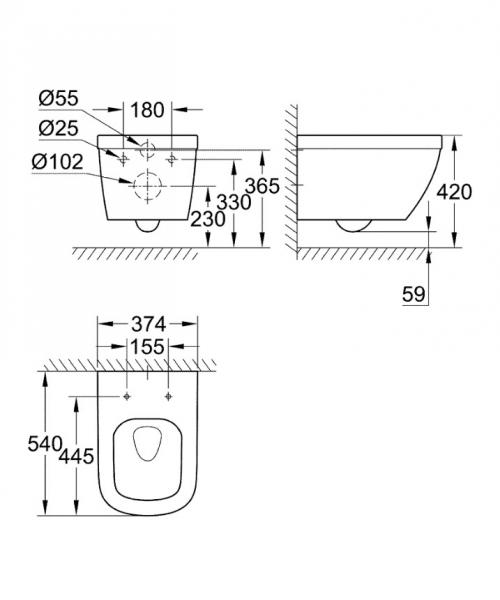 Grohe Euro væghængt toilet m/rimless Grohe Euro væghængt toilet m/rimless