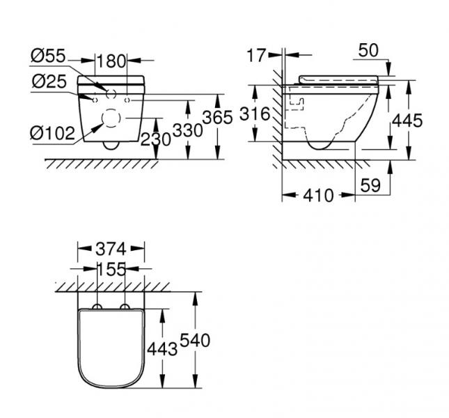Grohe Euro Ceramic væghængt toilet inkl. sæde m/soft close Grohe Euro Ceramic væghængt toilet inkl. sæde m/soft close