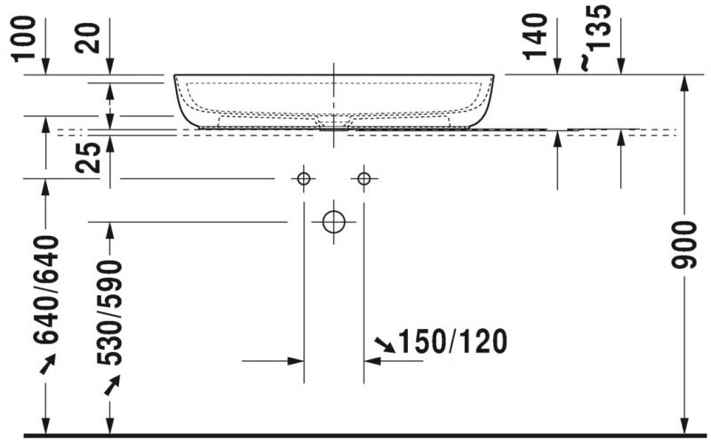 Duravit Luv 80 fritstående bowlevask - Med hanehul Duravit Luv 80 fritstående bowlevask - Med hanehul