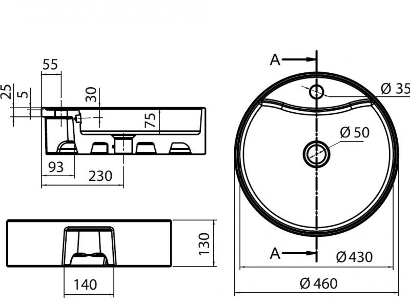 Eico GEO R 8029 Ø46 fritstående bowlevask - Med overløb Eico GEO R 8029 Ø46 fritstående bowlevask - Med overløb