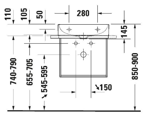 Duravit DuraSquare 50 stativ til håndvask - Væghængt - Mat sort Duravit DuraSquare 50 stativ til håndvask - Væghængt - Mat sort