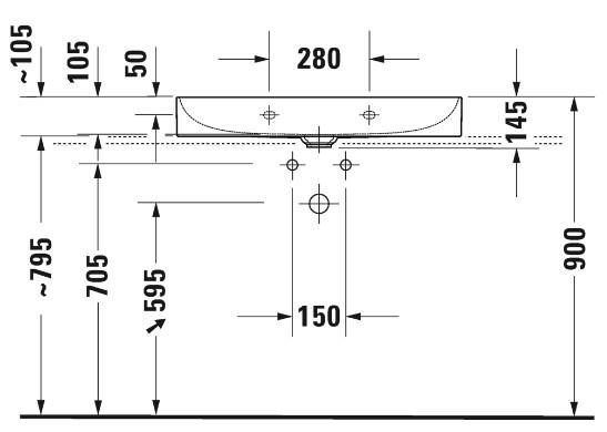 Duravit DuraSquare 80 møbelvask - Uden hanehul Duravit DuraSquare 80 møbelvask - Uden hanehul