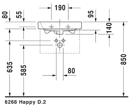 Duravit Happy D.2 50 vask t/væg eller møbel Duravit Happy D.2 50 vask t/væg eller møbel