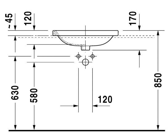 Duravit DuraStyle 56 håndvask t/nedfældning Duravit DuraStyle 56 håndvask t/nedfældning
