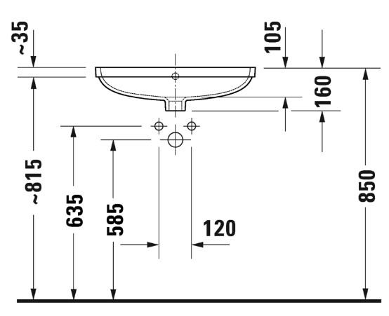 Duravit No.1 58 håndvask t/underlimning - Uden hanehul Duravit No.1 58 håndvask t/underlimning - Uden hanehul