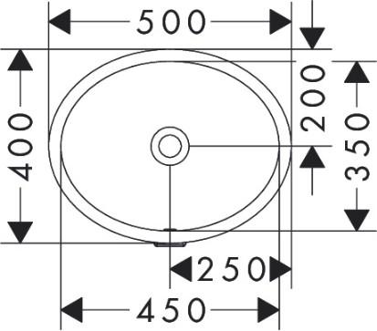 hansgrohe Xuniva D 45 håndvask t/underlimning - Med overløb - Uden hanehul hansgrohe Xuniva D 45 håndvask t/underlimning - Med overløb - Uden hanehul