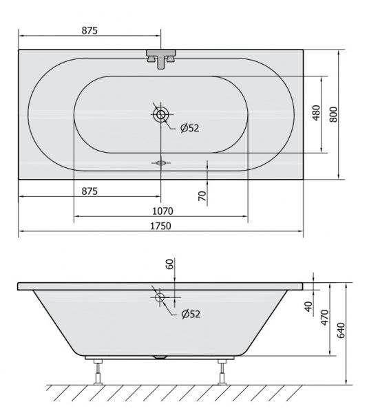 Royal Viva Box badekar t/indbygning - 175 x 80 - 2 ryglæn Royal Viva Box badekar t/indbygning - 175 x 80 - 2 ryglæn