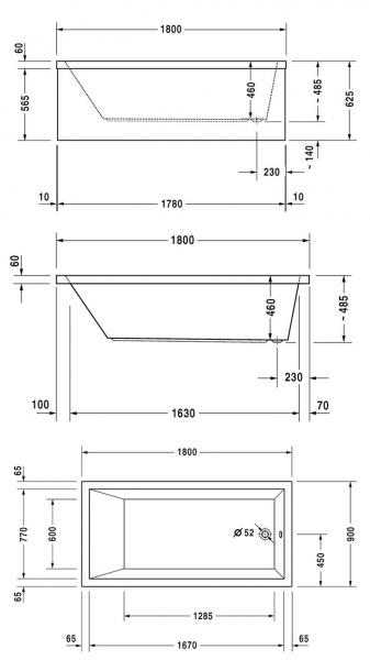 Duravit Starck badekar t/indbygning - 180 x 90 - 1 ryglæn Duravit Starck badekar t/indbygning - 180 x 90 - 1 ryglæn