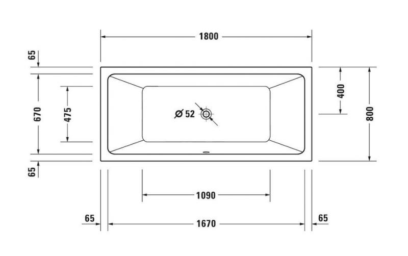 Duravit No.1 badekar t/indbygning - 180 x 80 - 2 ryglæn Duravit No.1 badekar t/indbygning - 180 x 80 - 2 ryglæn