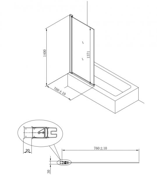 Alterna svingbar brusevæg til badekar 750x1400mm - Krom Alterna svingbar brusevæg til badekar 750x1400mm - Krom