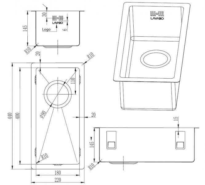 Lavabo Kubus 180 soft køkkenvask - Gunmetal Lavabo Kubus 180 soft køkkenvask - Gunmetal