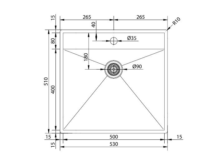 Eico Square B køkkenvask i rustfri stål til underlimning Eico Square B køkkenvask i rustfri stål til underlimning
