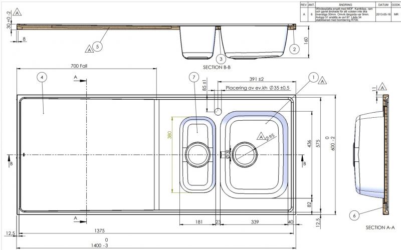 Intra AG14-KV stålbordplade køkkenvask - Vendbar - Dobbelt - 140 cm Intra AG14-KV stålbordplade køkkenvask - Vendbar - Dobbelt - 140 cm
