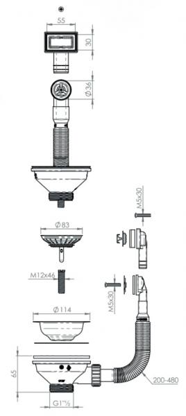 Lavabo universal bundventil til køkkenvask - Kobber Lavabo universal bundventil til køkkenvask - Kobber