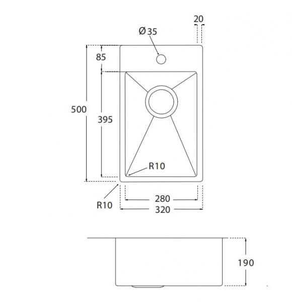Lavabo Kubus 280 soft køkkenvask Lavabo Kubus 280 soft køkkenvask