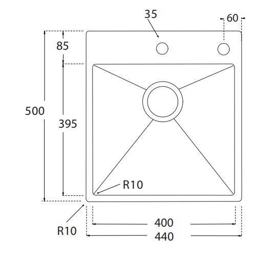 Lavabo Kubus 441 soft køkkenvask 440x500 mm - m/Auto strainer Lavabo Kubus 441 soft køkkenvask 440x500 mm - m/Auto strainer
