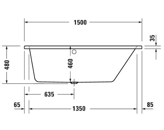 Duravit No.1 asymmetrisk badekar t/indbygning - 150 x 80 - Højre - 1 ryglæn Duravit No.1 asymmetrisk badekar t/indbygning - 150 x 80 - Højre - 1 ryglæn