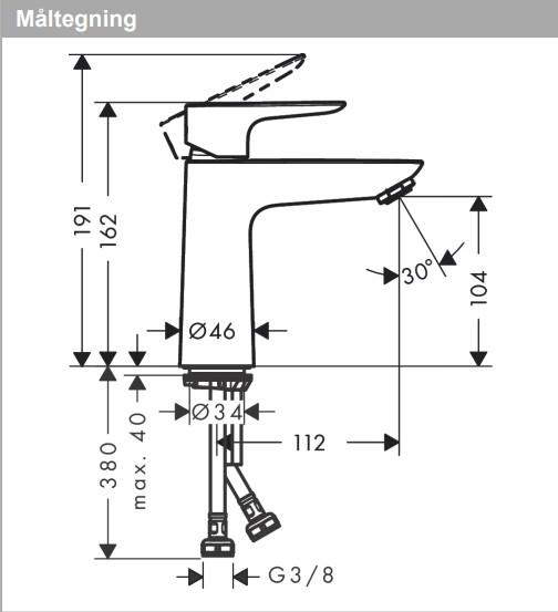 Hansgrohe Talis E 110 håndvaskarmatur u/bundventil - Mat sort Hansgrohe Talis E 110 håndvaskarmatur u/bundventil - Mat sort