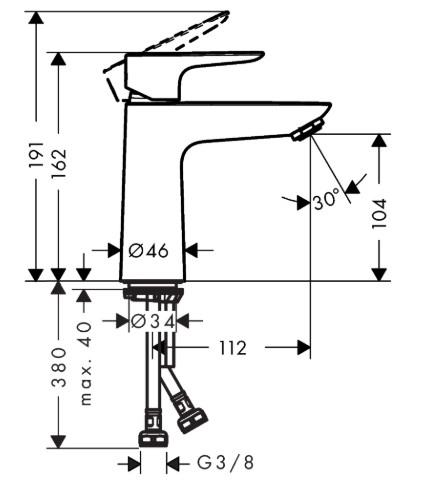 hansgrohe Talis E 110 håndvaskarmatur m/Push-open bundventil