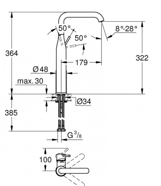 Grohe Essence håndvaskarmatur m/EcoJoy og svingtud - Krom Grohe Essence håndvaskarmatur m/EcoJoy og svingtud - Krom