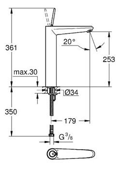 Grohe Eurodisc Joystick håndvaskarmatur - large Grohe Eurodisc Joystick håndvaskarmatur - large