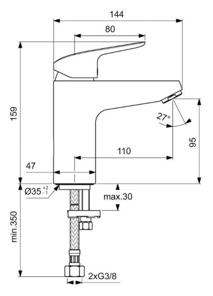 Ideal Standard CeraFlex håndvaskarmatur - BlueStart - u/bundventil Ideal Standard CeraFlex håndvaskarmatur - BlueStart - u/bundventil