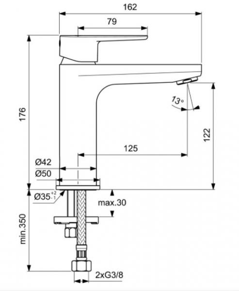 Ideal Standard Cerafine håndvaskarmatur H120 u/bundventil - krom Ideal Standard Cerafine håndvaskarmatur H120 u/bundventil - krom
