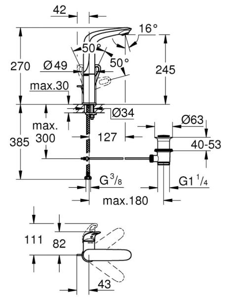 Grohe Eurostyle vandhane m/svingtud - Krom Grohe Eurostyle vandhane m/svingtud - Krom