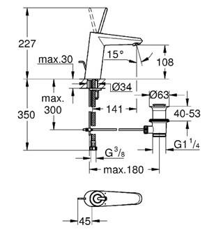 Grohe Eurodisc Joystick håndvaskarmatur - Krom/medium Grohe Eurodisc Joystick håndvaskarmatur - Krom/medium