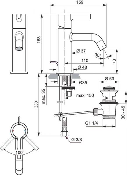 Ideal Standard Joy håndvaskarmatur Eco m/løft op bundventil - Krom Ideal Standard Joy håndvaskarmatur Eco m/løft op bundventil - Krom
