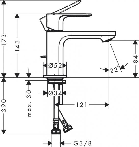 Hansgrohe Rebris S 80 håndvaskarmatur m/bundventil - Krom Hansgrohe Rebris S 80 håndvaskarmatur m/bundventil - Krom