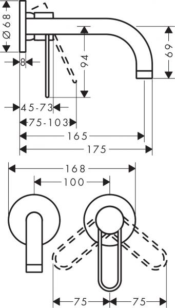Hansgrohe AXOR Uno 165 håndvaskarmatur t/indbygning - Krom Hansgrohe AXOR Uno 165 håndvaskarmatur t/indbygning - Krom