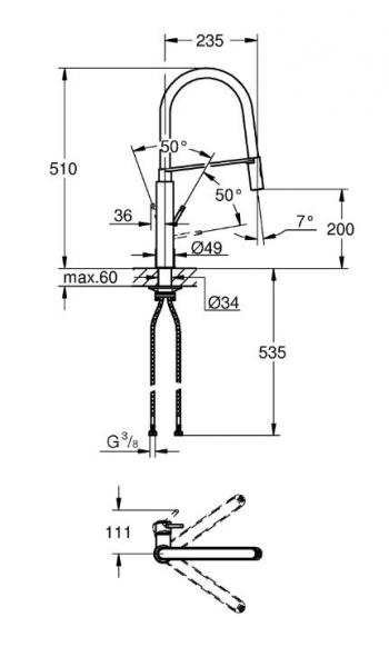 Grohe Concetto køkkenarmatur m/profi-bruser - Krom/sort Grohe Concetto køkkenarmatur m/profi-bruser - Krom/sort