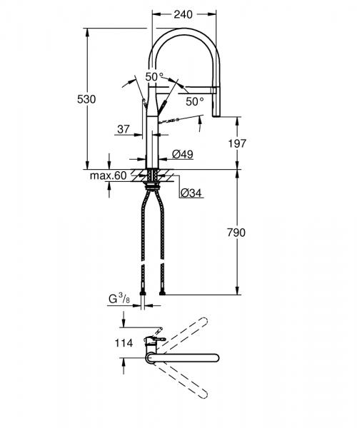Grohe Essence New køkkenarmatur m/profi-bruser - Poleret hard graphite Grohe Essence New køkkenarmatur m/profi-bruser - Poleret hard graphite