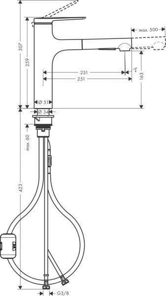 hansgrohe Zesis M33 køkkenarmatur 160 m/udtræk 2jet - Krom