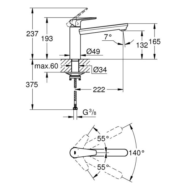 Grohe Start Edge M køkkenarmatur m/svingtud - Krom Grohe Start Edge M køkkenarmatur m/svingtud - Krom