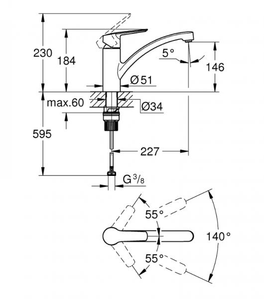 Grohe Start k&oslash;kkenarmatur - Supersteel