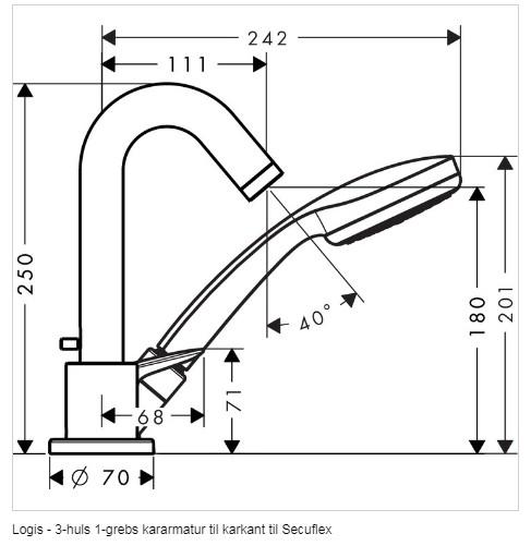 Hansgrohe Logis 3-Huls amatur til karkant - Krom Hansgrohe Logis 3-Huls amatur til karkant - Krom