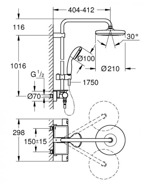 Grohe Vitalio Start system 210 komplet brusesystem - Krom Grohe Vitalio Start system 210 komplet brusesystem - Krom