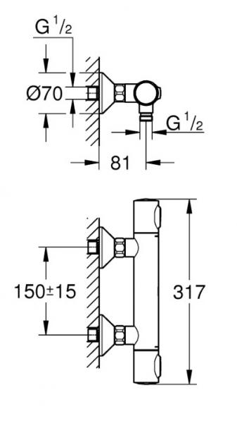 Grohe Precision Flow termostatbatteri til brus Grohe Precision Flow termostatbatteri til brus