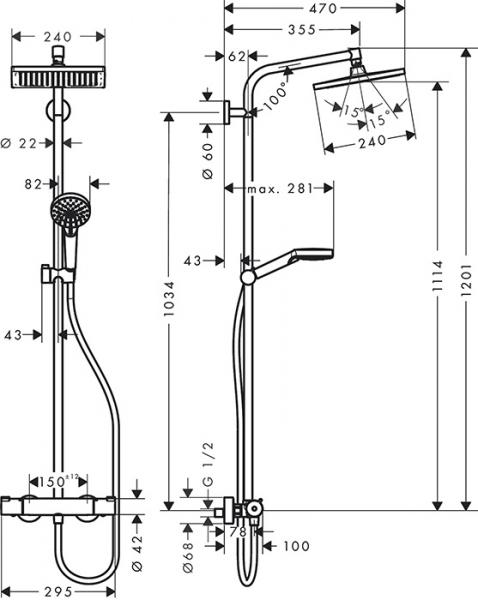 hansgrohe Crometta E 240 Showerpipe 1jet m/termostat - Krom