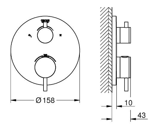 Grohe Atrio brusetermostat t/indbygning - Steel Grohe Atrio brusetermostat t/indbygning - Steel